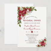 Kerstmis Rood Witte Poinsettia Oefenavond Eten Kaart (Voorkant / Achterkant)