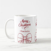 Kerstmis rood witte strik lettertype koffiemok (Links)