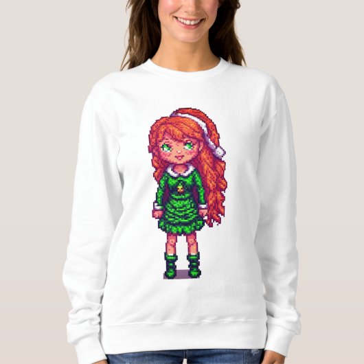 Kerstmis roodharig meisje sweatshirt (Voorkant)