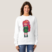Kerstmis roodharig meisje sweatshirt (Voorkant volledig)