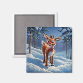 Kerstmis roodneus rendieren magneet (Voorkant / Achterkant)