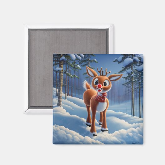 Kerstmis roodneus rendieren magneet (Voorkant / Achterkant)