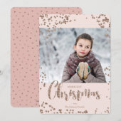 Kerstmis | Roos Gold Glitter | Fotokaart Feestdagenkaart (Voorkant / Achterkant)