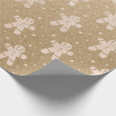 Kerstmis Roos Gold Pink Gingerbrood Man Kraft Cadeaupapier (Hoek)