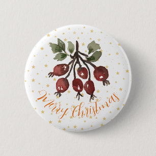 Kerstmis Roos Hip Ronde Button 5,7 Cm