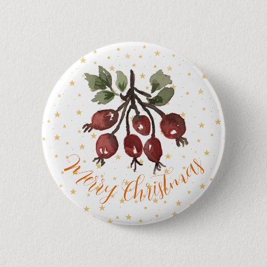 Kerstmis Roos Hip Ronde Button 5,7 Cm (Voorkant)