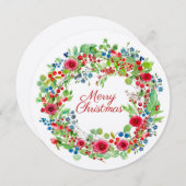 Kerstmis Roos Waterverf Wreate Feestdagenkaart (Voorkant / Achterkant)