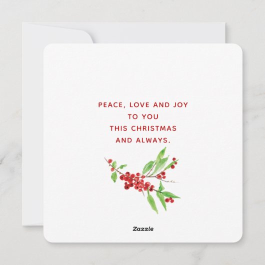 Kerstmis Roos Waterverf Wreate Feestdagenkaart (Achterkant)