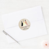 Kerstmis Rose Goud Monogram Ronde Sticker (Envelop)