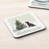 Kerstmis Rottweiler Hond Kerstboom Bier Onderzetter (Linkerzijde)