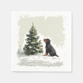 Kerstmis Rottweiler Hond Kerstboom Servet (Voorkant)
