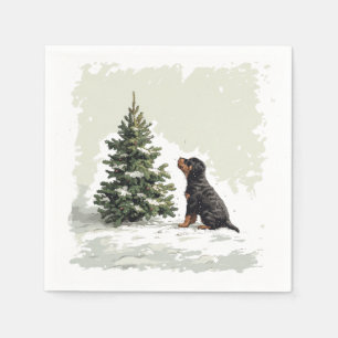 Kerstmis Rottweiler Hond Kerstboom Servet