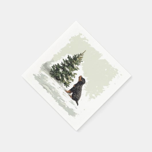 Kerstmis Rottweiler Hond Kerstboom Servet (Hoek)