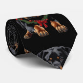 Kerstmis Rottweiler Hond Kerstmis Met Krans Halsba Stropdas (Opgerold)
