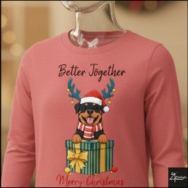 Kerstmis Rottweiler Rendier Sjaal Cadeau Grafisch Tri-Blend Shirt