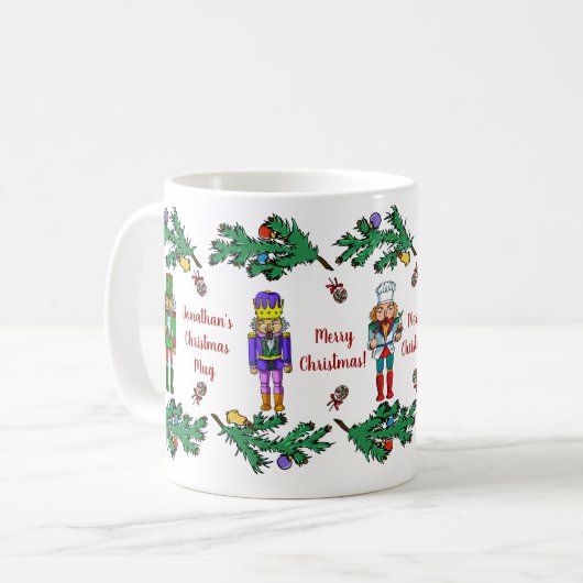 Kerstmis Royal Nutcrackers gepersonaliseerd Koffiemok (Voorkant links)