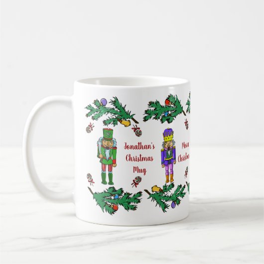 Kerstmis Royal Nutcrackers gepersonaliseerd Koffiemok (Links)