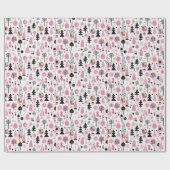 Kerstmis Roze Bomen Kerstman Inpakpapier (Vlak)
