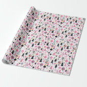 Kerstmis Roze Bomen Kerstman Inpakpapier (Uitgerold)