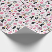 Kerstmis Roze Bomen Kerstman Inpakpapier (Hoek)