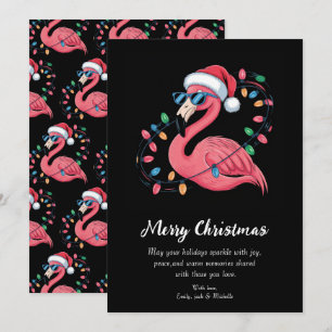 Kerstmis Roze Flamingo Persoonlijk Feestdagenkaart