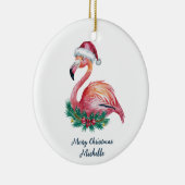 Kerstmis Roze Flamingo Persoonlijk Keramisch Ornament (Rechts)