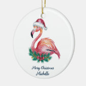 Kerstmis Roze Flamingo Persoonlijk Keramisch Ornament (Links)