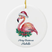 Kerstmis Roze Flamingo Persoonlijk Keramisch Ornament (Achterkant)