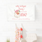 Kerstmis Roze Kerstman Eerste Verjaardag Spandoek (Insitu)