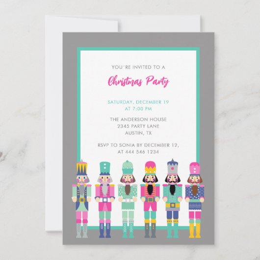 KERSTMIS ROZE NOTENKRAKER UITNODIGING (Voorkant)