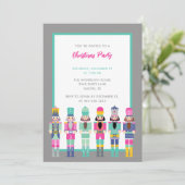 KERSTMIS ROZE NOTENKRAKER UITNODIGING (Staand voorkant)