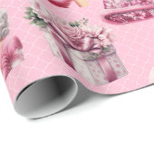 Kerstmis roze Pin-Up Doll, het Ontwerp van de boom Cadeaupapier (Rol Hoek)