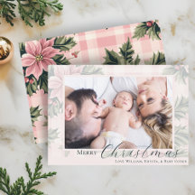 Kerstmis Roze Plaid Poinsettia Foto