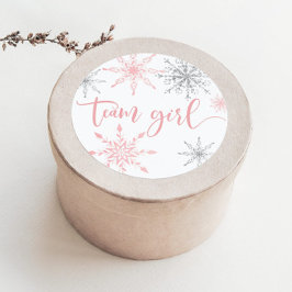Kerstmis roze zilveren sneeuwvlokken team meisje ronde sticker