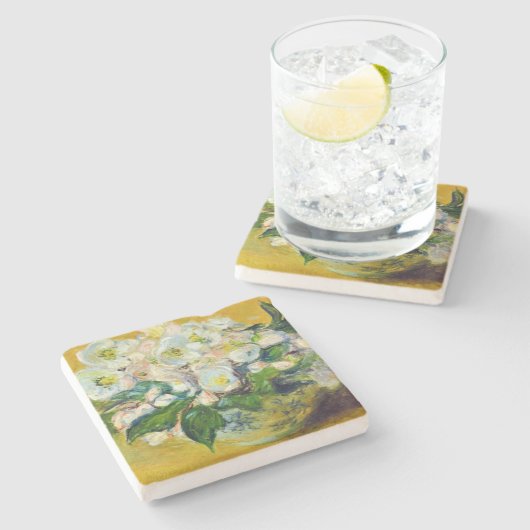 Kerstmis-Rozen (van Claude Monet) Stenen Onderzetter (Zijkant)