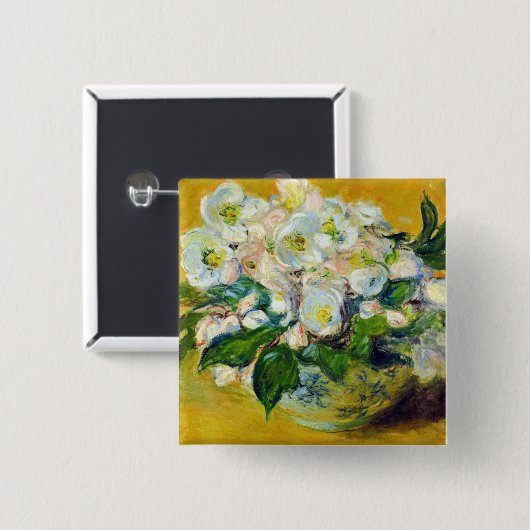 Kerstmis-Rozen (van Claude Monet) Vierkante Button 5,1 Cm (Voorkant /achterkant)