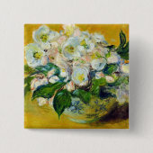 Kerstmis-Rozen (van Claude Monet) Vierkante Button 5,1 Cm (Voorkant)