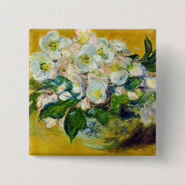 Kerstmis-Rozen (van Claude Monet) Vierkante Button 5,1 Cm