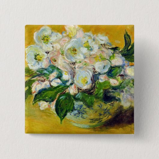 Kerstmis-Rozen (van Claude Monet) Vierkante Button 5,1 Cm (Voorkant)