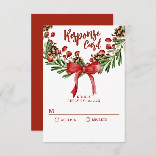 Kerstmis RSVP Kaartje (Voorkant / Achterkant)