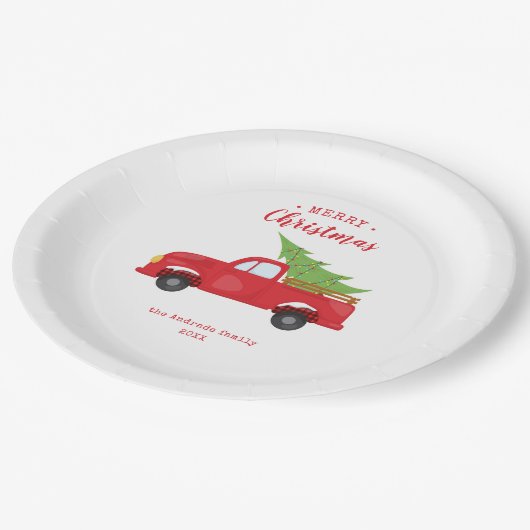 Kerstmis Ruck Holiday Dinner Party Farmhouse Papieren Bordje (Gekanteld)