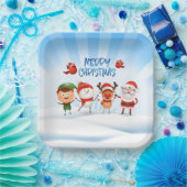 Kerstmis Rudolf The Reindeer and Friends Square Papieren Bordje (Feest)