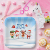 Kerstmis Rudolf The Reindeer and Friends Square Papieren Bordje (Feest)