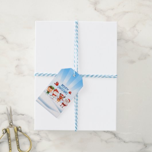 Kerstmis Rudolf The Reindeer en Vrienden Cadeaulabel (Met Touw)