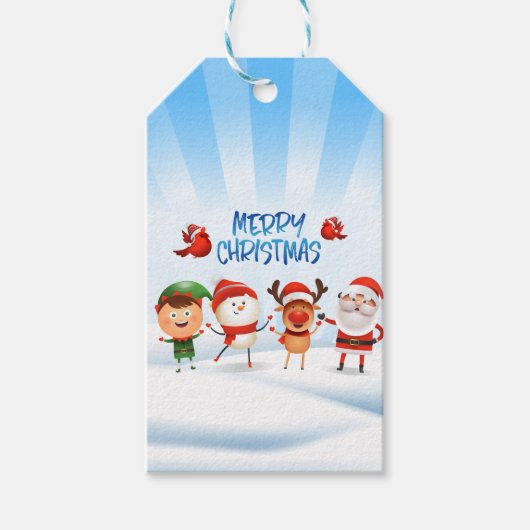 Kerstmis Rudolf The Reindeer en Vrienden Cadeaulabel (Voorkant)