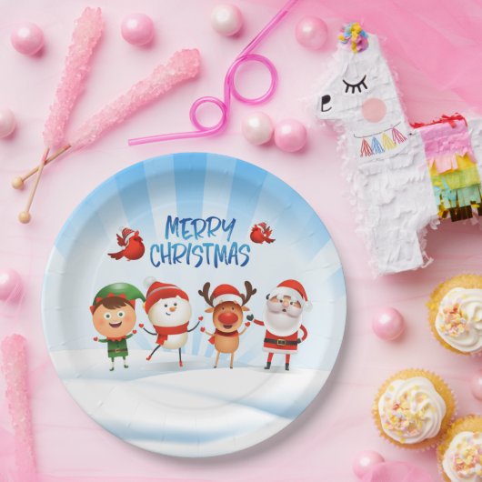 Kerstmis Rudolf The Reindeer en Vrienden Papieren Bordje (Feest)