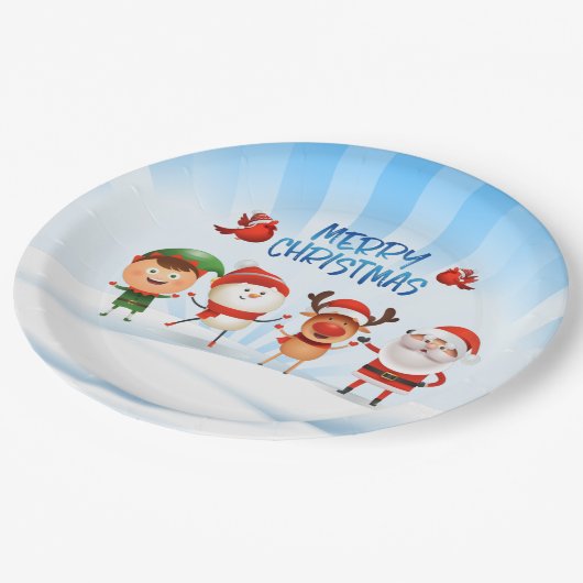 Kerstmis Rudolf The Reindeer en Vrienden Papieren Bordje (Gekanteld)