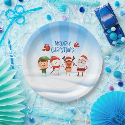 Kerstmis Rudolf The Reindeer en Vrienden Papieren Bordje (Feest)