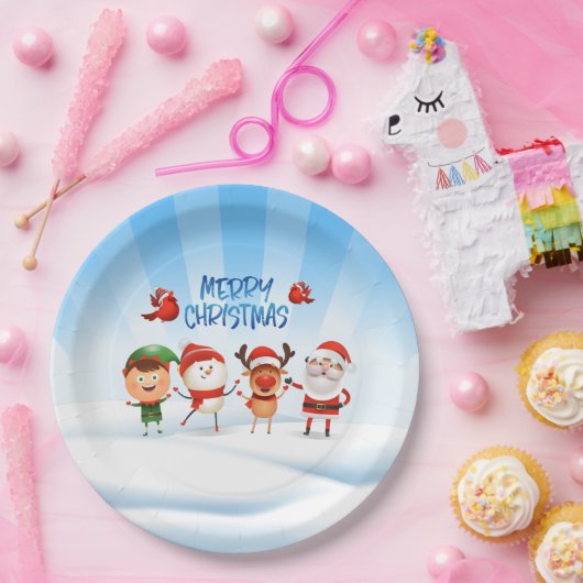 Kerstmis Rudolf The Reindeer en Vrienden Papieren Bordje (Feest)