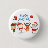Kerstmis Rudolf The Reindeer en Vrienden Ronde Button 3,2 Cm (Voorkant)